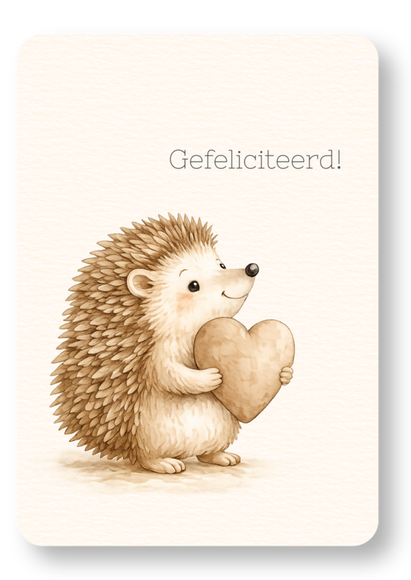 Gefeliciteerd - egeltje met hartje