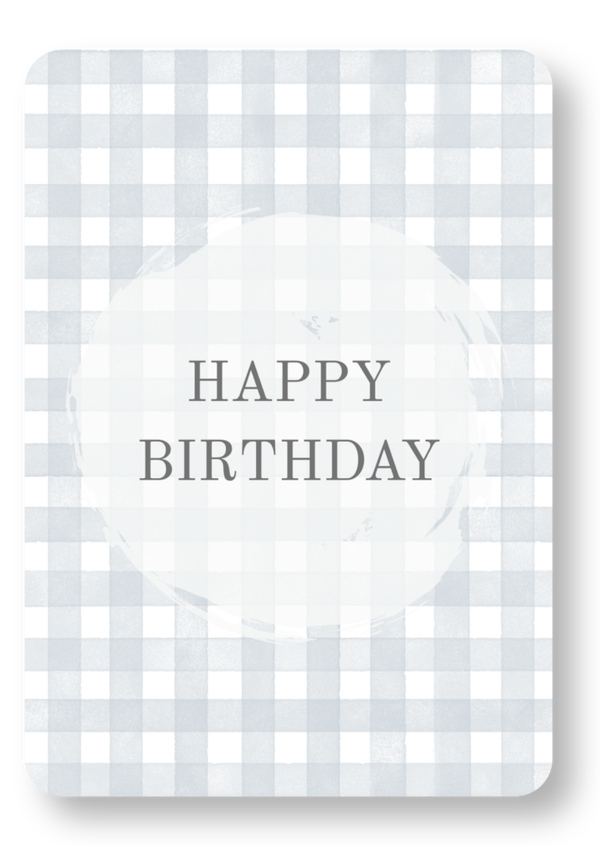 Happy Birthday - ruitjes blauw