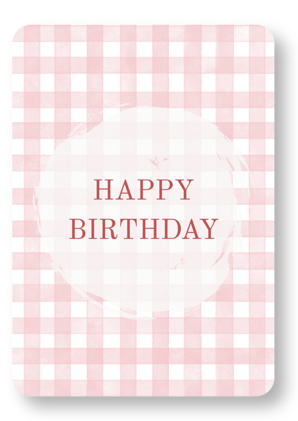 Happy Birthday - ruitjes roze