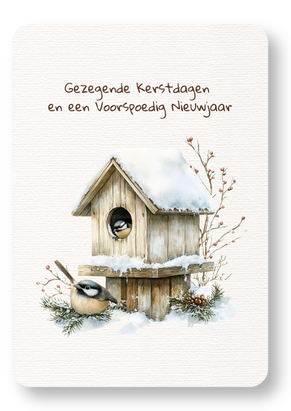 Gezegende Kerstdagen - vogelhuisje