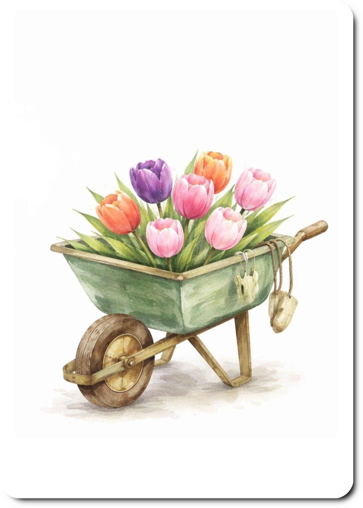 Kruiwagen met tulpen