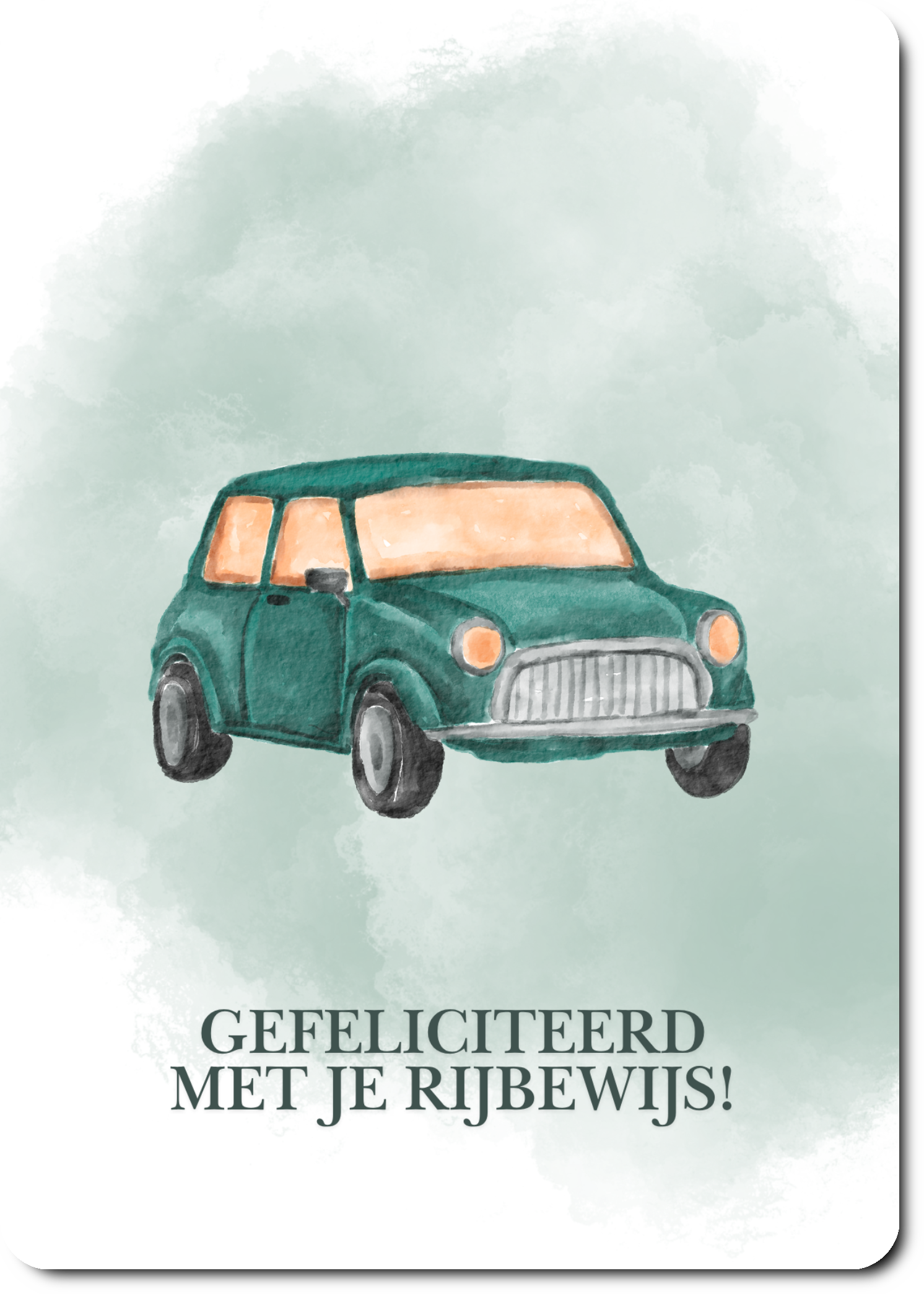 Gefeliciteerd met je rijbewijs - groene auto
