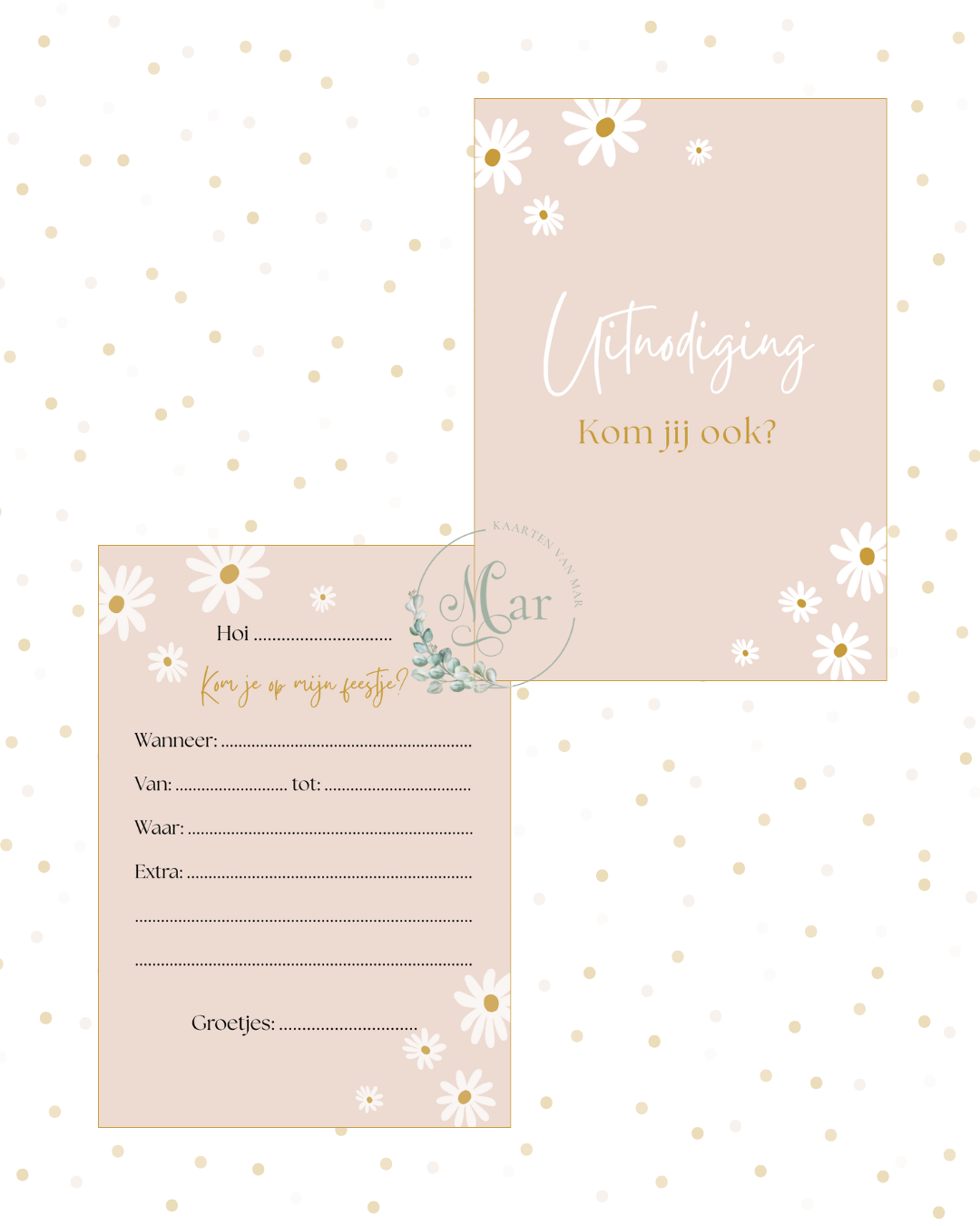 Uitnodiging - madeliefjes
