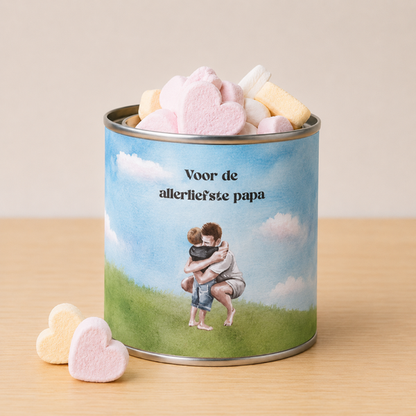 Blikje met snoepjes & wikkel - allerliefste papa
