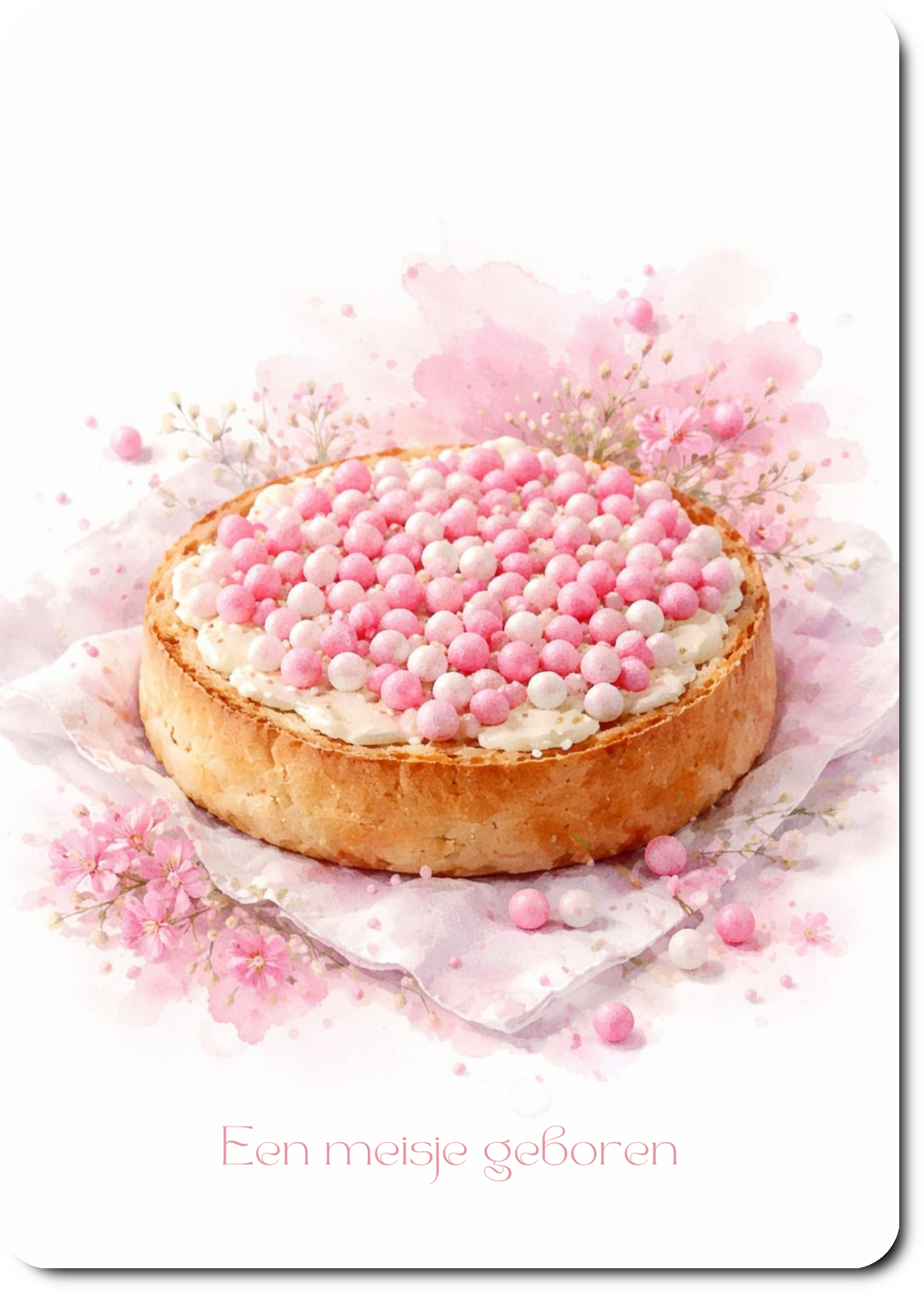 Beschuit met roze muisjes