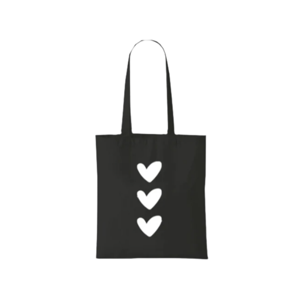 Zwarte tas met 3 hartjes
