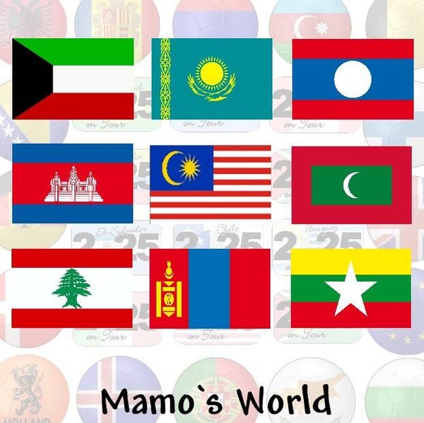 Aufkleber - Nationalflagge - Auswahl - von K: Kambodscha bis M: Myanmar - versch. Größen