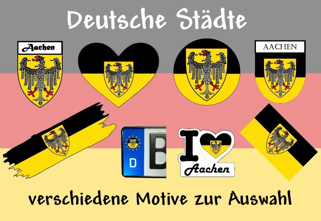 Aufkleber - Flagge,Wappen Stadt - Aachen - versch. Motive