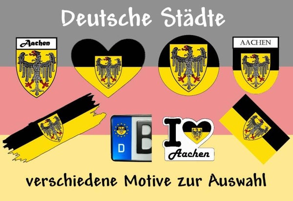 Aufkleber - Flagge,Wappen Stadt - Aachen - versch. Motive