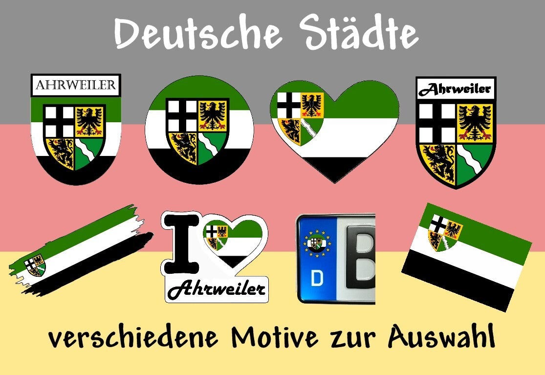 Aufkleber - Flagge,Wappen- Stadt - Ahrweiler - versch. Motive