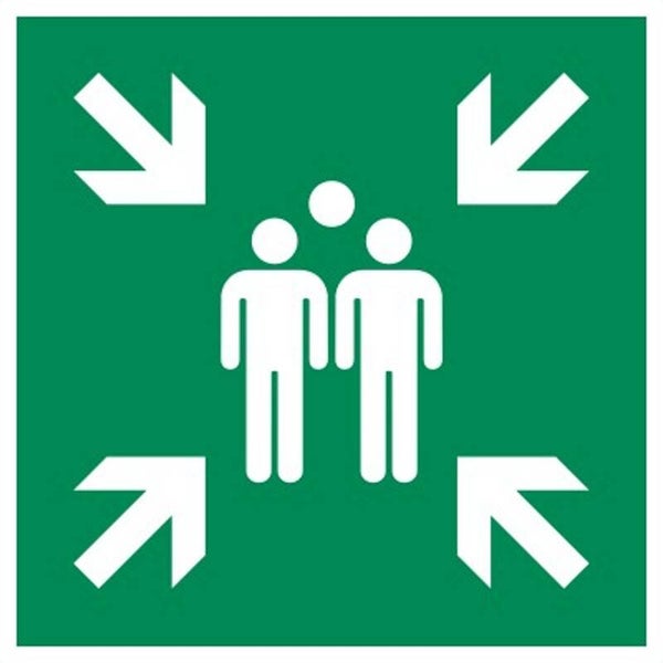 Aufkleber -  E007 Sammelstelle  - ISO DIN 7010 - Rettungszeichen - versch. Größen
