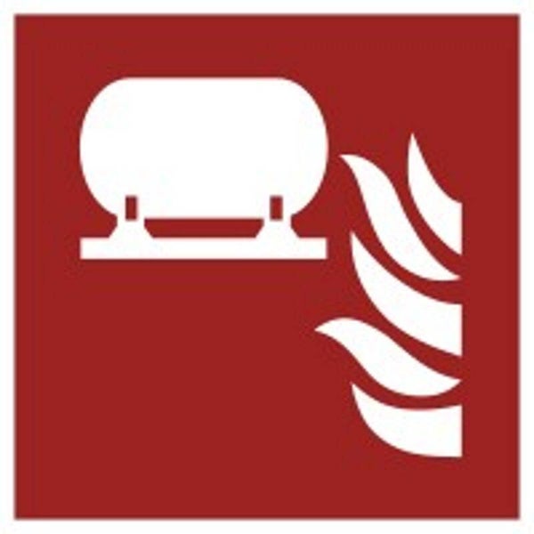 Aufkleber -  F012 Fest eingebaute Feuerlösch-Einrichtung   - ISO DIN 7010 - Brandschutzzeichen - versch. Größen
