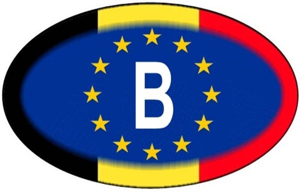 Aufkleber - Belgien - Länderkennzeichen - EU - Oval - 130x80 mm
