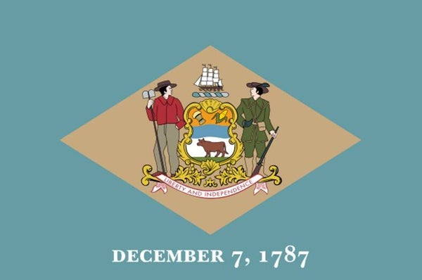 Aufkleber - Flagge - Delware - Bundesstaaten USA - versch. Größen