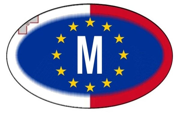 Aufkleber - Malta - Länderkennzeichen - EU - Oval - 130x80 mm