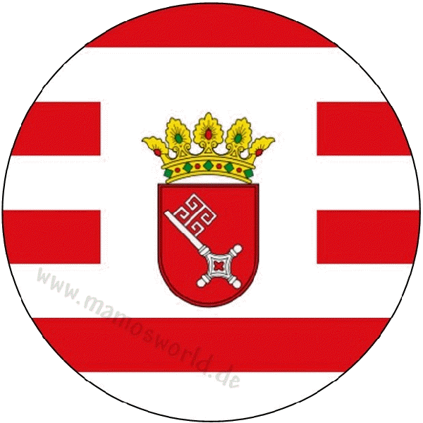 Aufkleber - Sticker - Flagge Rund -  Bundesland - Bremen - 60 oder 90mm Ø