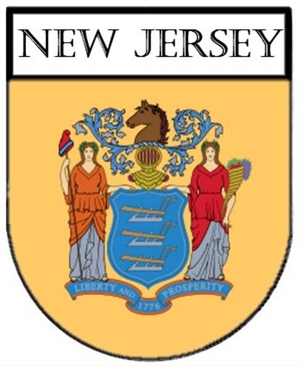 2 Stk. Aufkleber - Sticker - Wappen - New Jersey  Größe: 50x65 mm