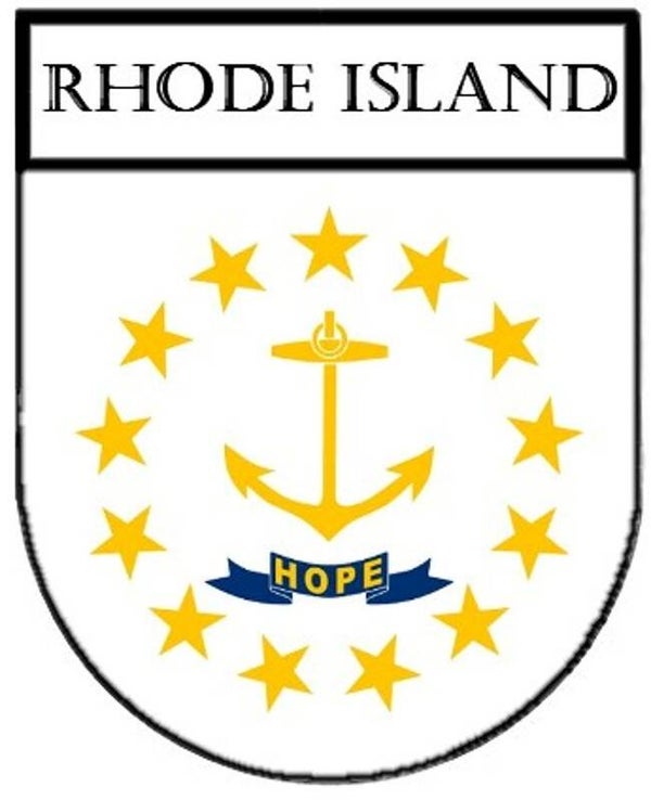 2 Stk. Aufkleber - Sticker - Wappen - Rhode Island  Größe: 50x65 mm