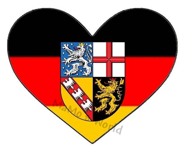 Aufkleber - Flagge - Saarland - Herzform - versch. Größen