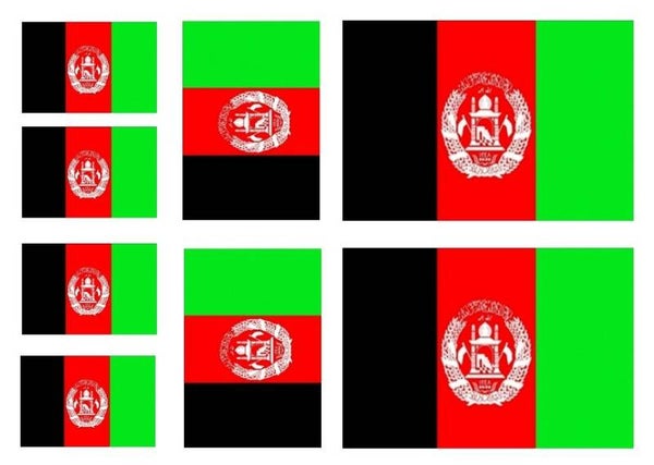 Aufkleber - Sticker - Afghanistan  Flagge - Set - 8 Stück - versch. Größen