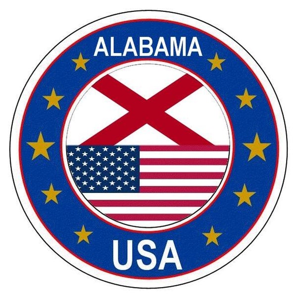 Aufkleber - Bundesstaaten USA - Alabama  - Rund - versch. Größen