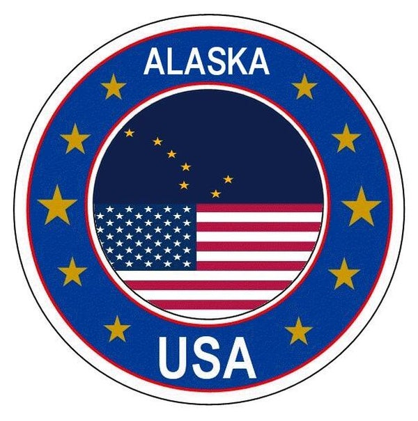 Aufkleber - Bundesstaaten USA - Alaska  - Rund - versch. Größen