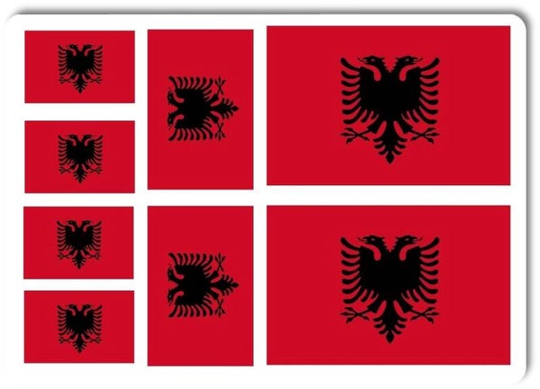 Aufkleber - Sticker - Albanien Flagge - Set - 8 Stück - versch. Größen
