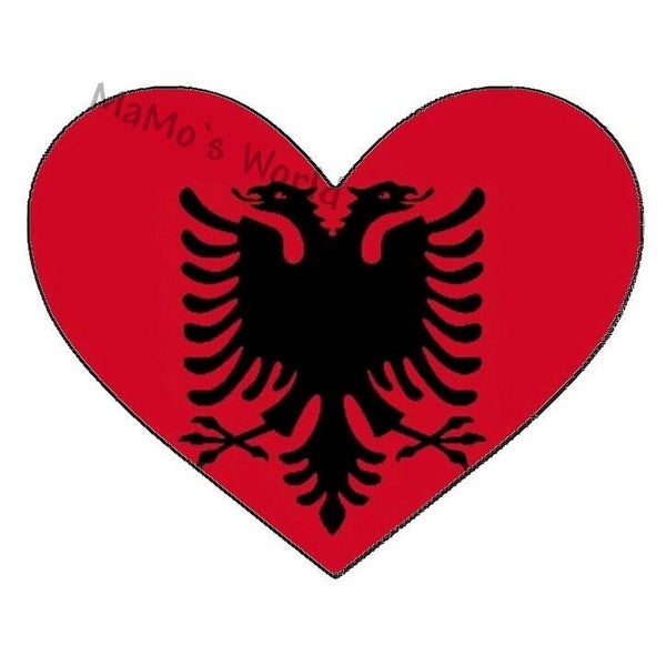 Aufkleber - Flagge - Albanien - Herzform - versch. Größen