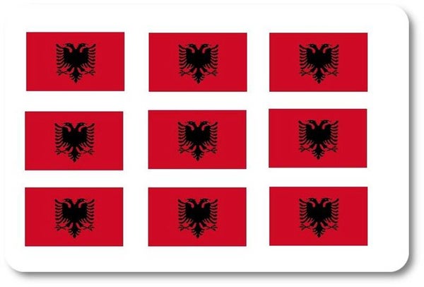 Aufkleber - Sticker - Albanien Flagge - Set - 18 Stück - 25x15 mm
