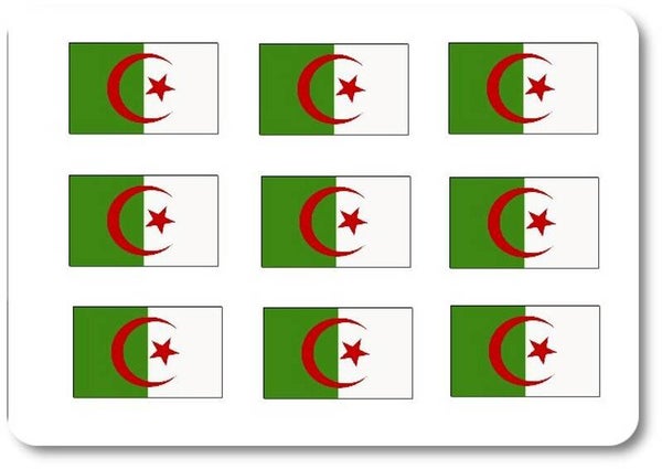 Aufkleber - Sticker - Algerien Flagge - Set - 18 Stück - 25x15