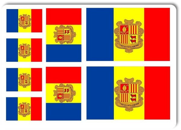 Aufkleber - Sticker - Andorra Flagge - Set - 8 Stück - versch. Größen