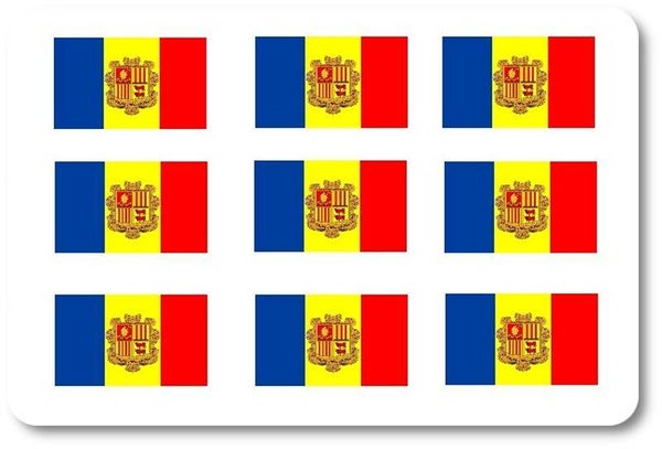 Aufkleber - Sticker - Andorra Flagge - Set - 18 Stück - 25x15 mm