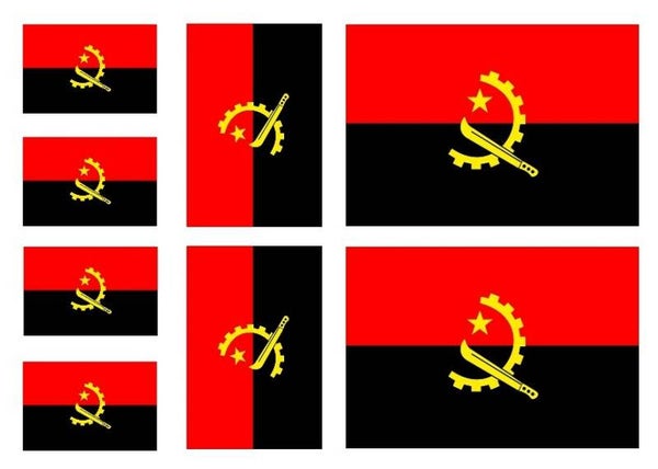 Aufkleber - Sticker - Angola  Flagge - Set - 8 Stück - versch. Größen