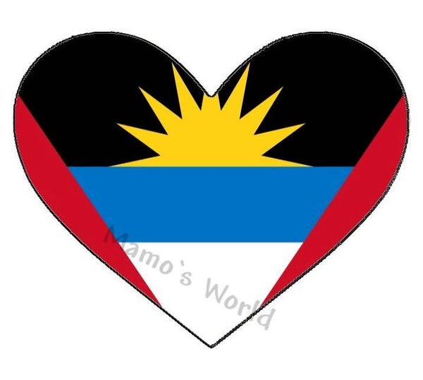 Aufkleber - Flagge - Antigua & Barbuda - Herzform - versch. Größen