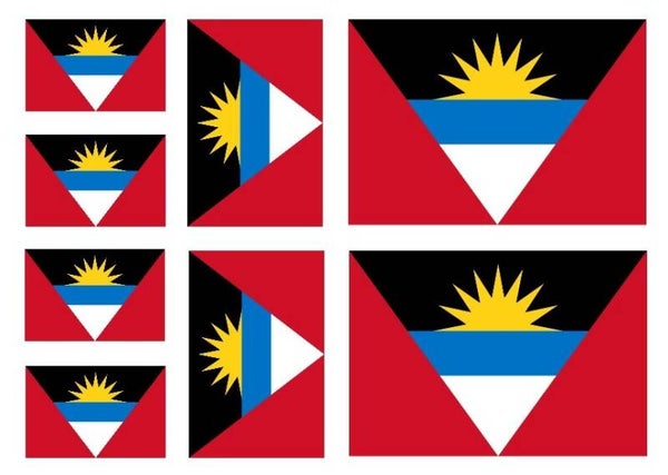 Aufkleber - Sticker - Antigua & Barbuda Flagge - Set - 8 Stück - versch. Größen