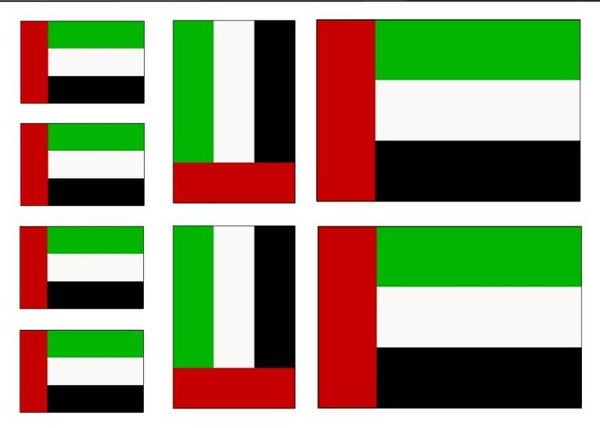 Aufkleber - Sticker - Vereinigte Arabische Emirate  Flagge - Set - 8 Stück - versch. Größen