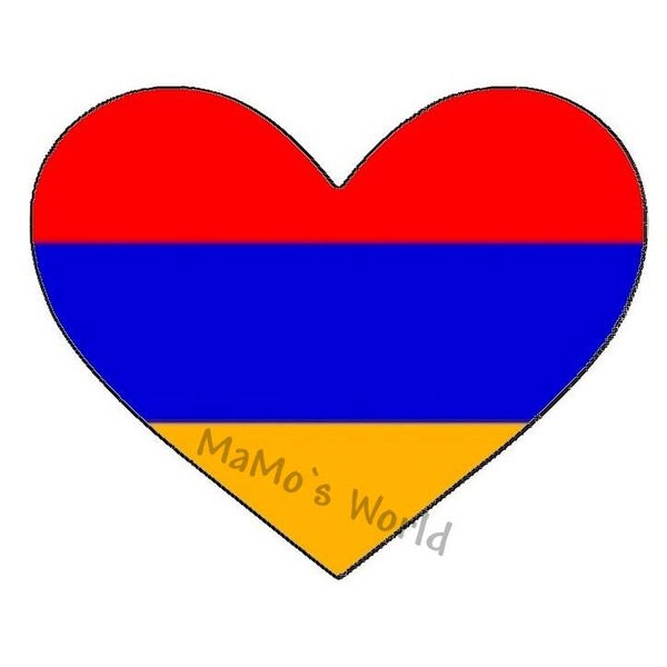 Aufkleber - Flagge - Armenien - Herzform - versch. Größen