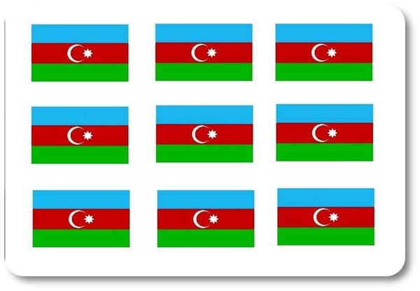 Aufkleber - Sticker - Aserbaidschan Flagge - Set - 18 Stück - 25x15 mm