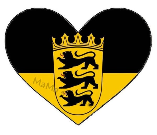 Aufkleber - Flagge - Baden Württemberg - Herzform - versch. Größen