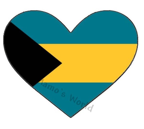 Aufkleber - Flagge - Bahamas - Herzform - versch. Größen