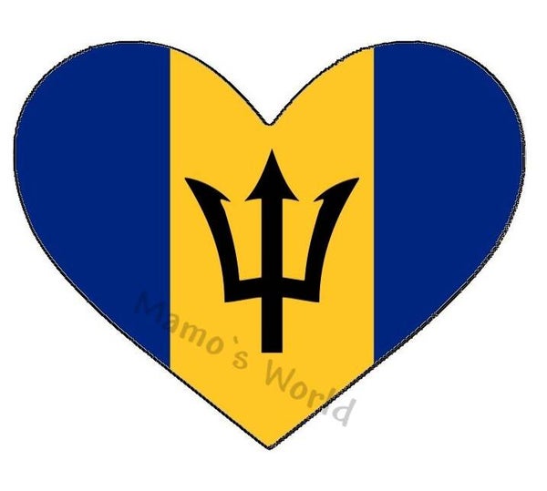 Aufkleber - Flagge - Barbados - Herzform - versch. Größen