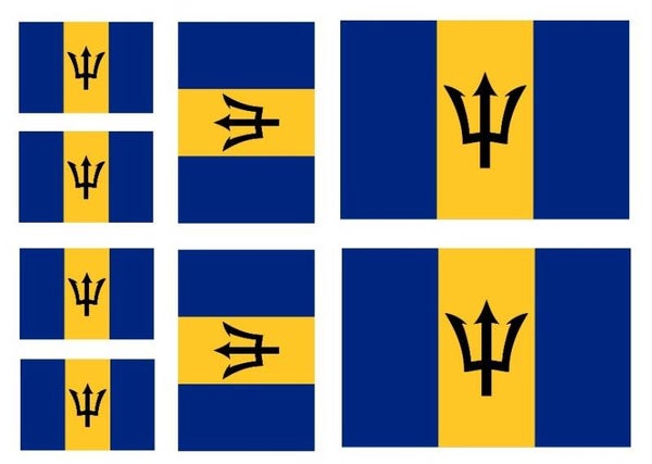 Aufkleber - Sticker - Barbados Flagge - Set - 8 Stück - versch. Größen