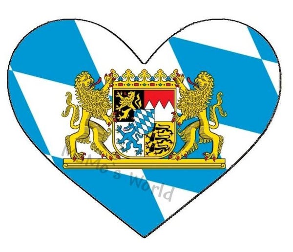 Aufkleber - Flagge - Bayern - Herzform - versch. Größen