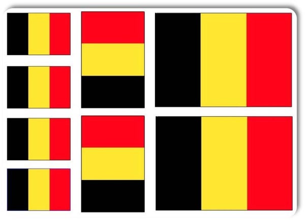 Aufkleber - Sticker - Belgien Flagge - Set - 8 Stück - versch. Größen