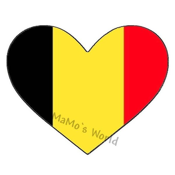 Aufkleber - Flagge - Belgien - Herzform - versch. Größen