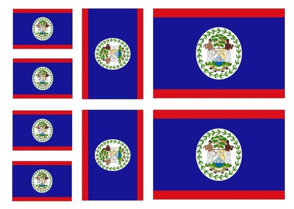 Aufkleber - Sticker - Belize Flagge - Set - 8 Stück - versch. Größen
