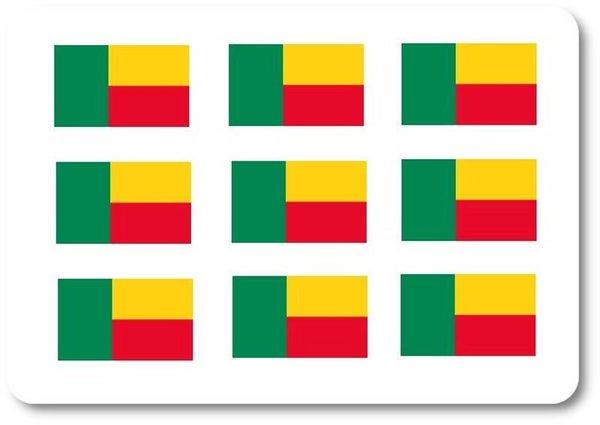 Aufkleber - Sticker - Benin Flagge - Set - 18 Stück - 25x15