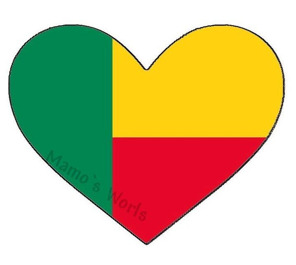 Aufkleber - Flagge - Benin - Herzform - versch. Größen