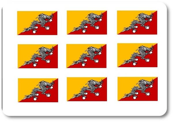 Aufkleber - Sticker -  Bhutan  Flagge - Set - 18 Stück - 25x15