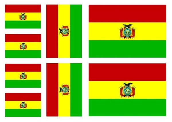 Aufkleber - Sticker - Bolivien Flagge - Set - 8 Stück - versch. Größen